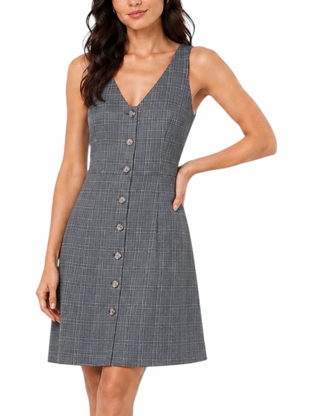 Show me Your Mumu Gray Arlette Plaid Mini Dress Button Front Size M